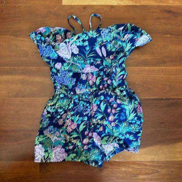 Janie and Jack FLORAL HALTER ROMPER - Picture 2 of 2